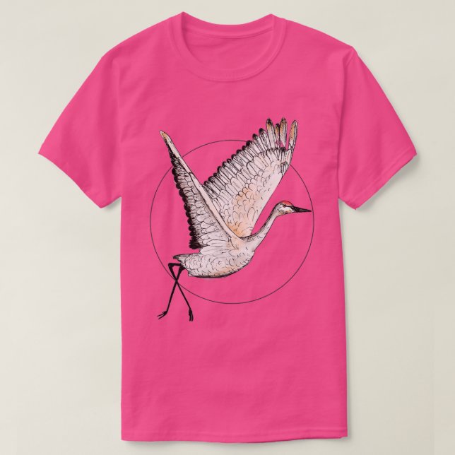 Camiseta Flying Sandhill Crane Illustration Crane Bird Dese (Frente do Design)