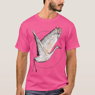 Camiseta Flying Sandhill Crane Illustration Crane Bird Dese