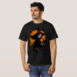 Camiseta Flying Witch with Orange Moon Art
