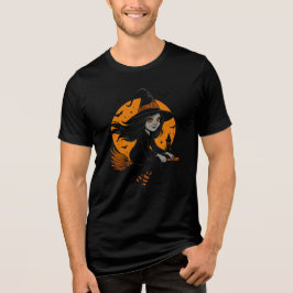 Camiseta Flying Witch with Orange Moon Art