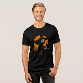 Camiseta Flying Witch with Orange Moon Art