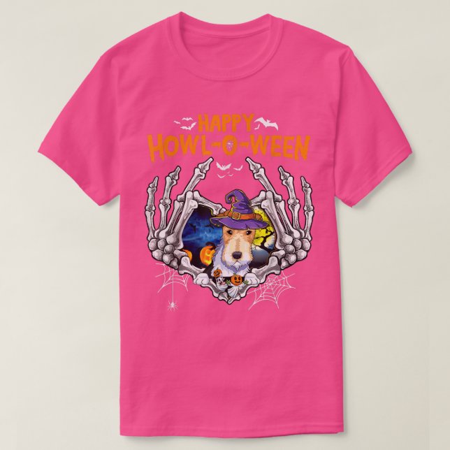 Camiseta Fo Terrier Skeleton Heart Happy Howleen Costume  (Frente do Design)