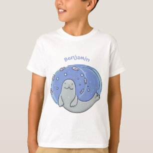 Camiseta Foca-branca e ilustração de desenho animado de azu