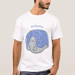 Camiseta Foca-branca e ilustração de desenho animado de azu