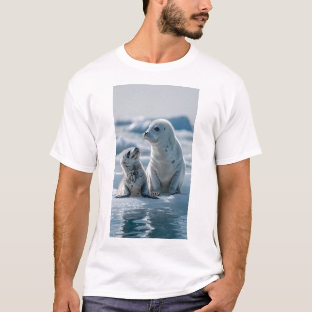 Camiseta Foca-Cola-de-Bebê-Cute e mãe a aplaudir a reproduç (Frente)