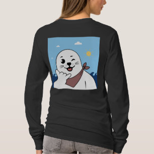 Camiseta Foca Piscando o Olho com Bandana Fazendo Sinal Sha