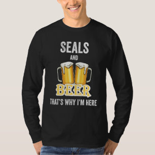 Camiseta Focas E Cerveja É Por Isso Que Estou Aqui
