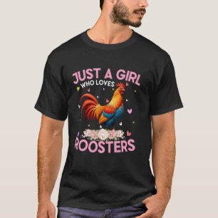 Camiseta Fofa Apenas Uma Garota Que Ama Galos Mulheres Garo