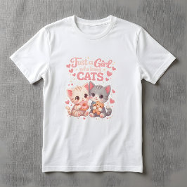 Camiseta Fofa Apenas uma Garota que Ama Gatos Gatinhos Fofo