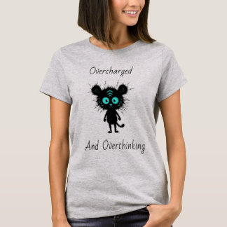 Camiseta fofa de ansiedade super carregada e pensa