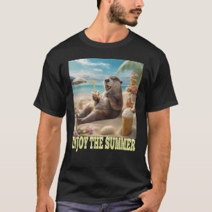 Camiseta fofa de festa de verão em sorvete na praia