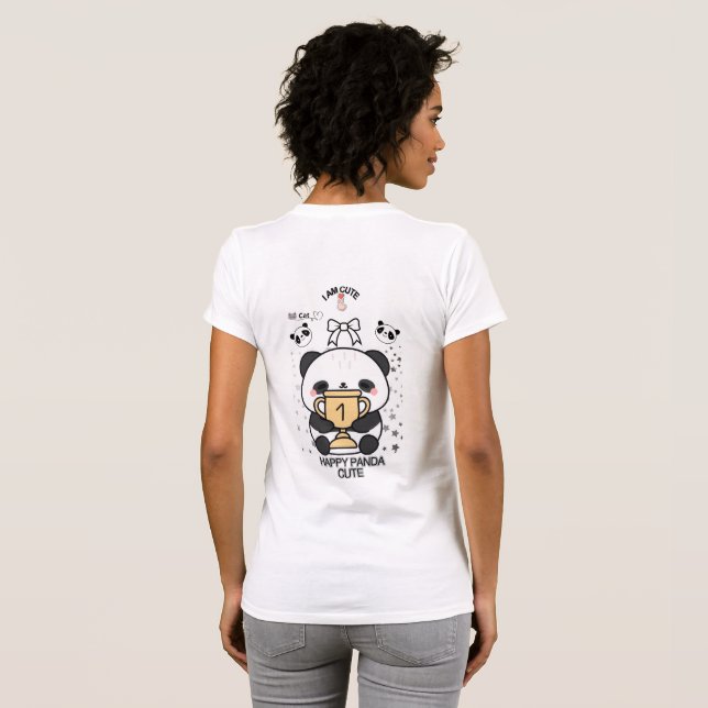 Camiseta Fofa de Panda Feliz – Panda Sorridente Ad (Parte Traseira Completa)