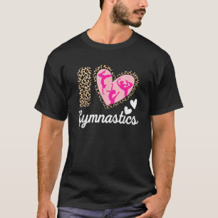 Camiseta Fofa Eu Amo Ginástica Estampa de Leopardo Mulheres