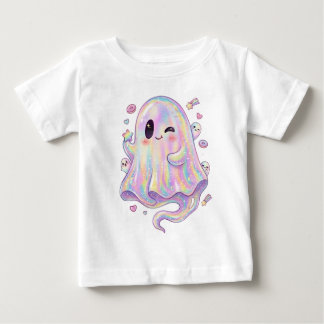 Camiseta Fofa Fantasma Arco-Íris Pastel Infantil