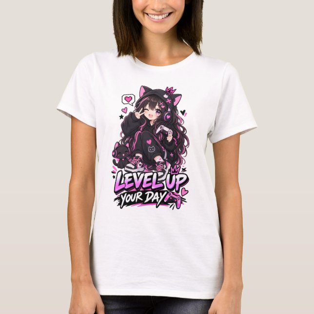 Camiseta Fofa Gamer de Anime (Frente)