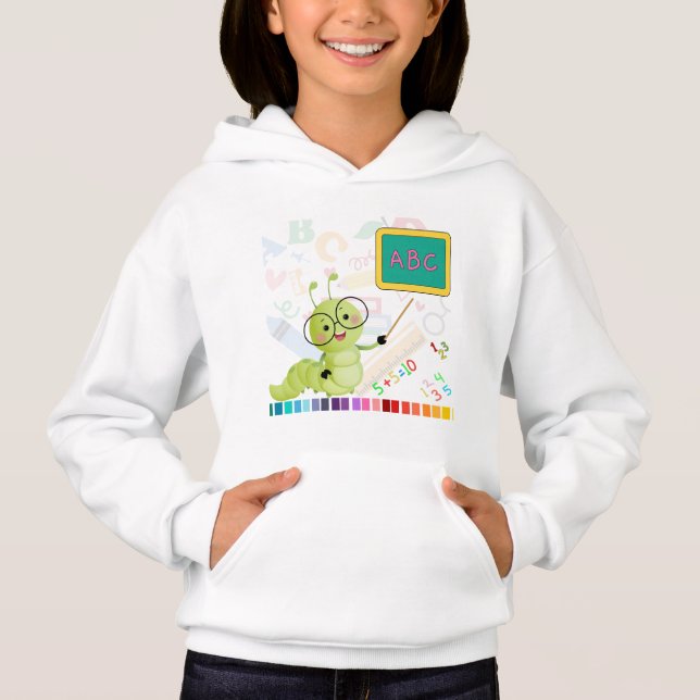 Camiseta Fofa Professora Lagarta Pequena de Volta à Escola  (Frente)
