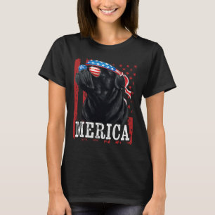 Camiseta Fofa Pug Preta 4 De Julho Mãe De Cachorro Pai De C