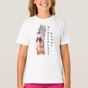 Camiseta Fofa Viagem de Desenho Animado Coelho Itália Féria
