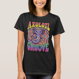 Camiseta Fofo Axolote Retro Groove a vida é boa arco-íris