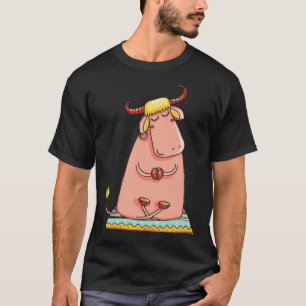 Camiseta Fofo Boêmio Ioga Vaca Posição de Lótus Zen Meditaç