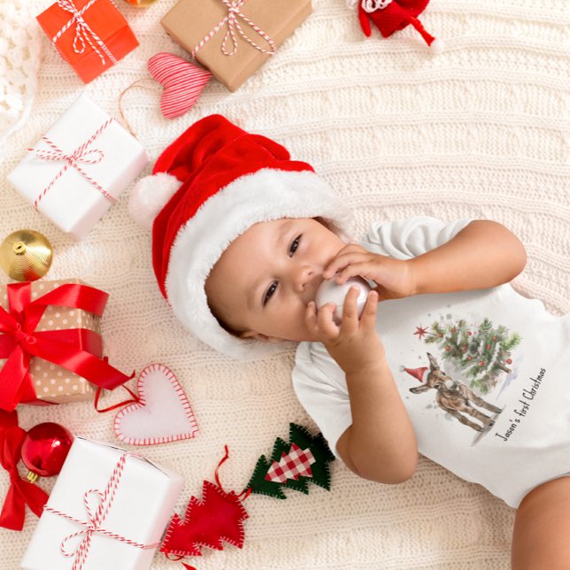 Camiseta fofo burro e árvore de natal, personalizável (Criador carregado)