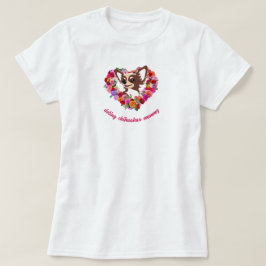 Camiseta fofo chihuahua mãezinha rosas amor coração