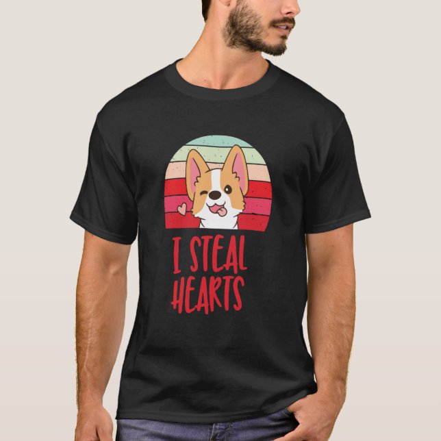 Camiseta fofo corgi, eu roubo corações (Frente)