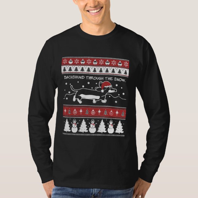 Camiseta Fofo De Natal Feio Através Da Neve (Frente)