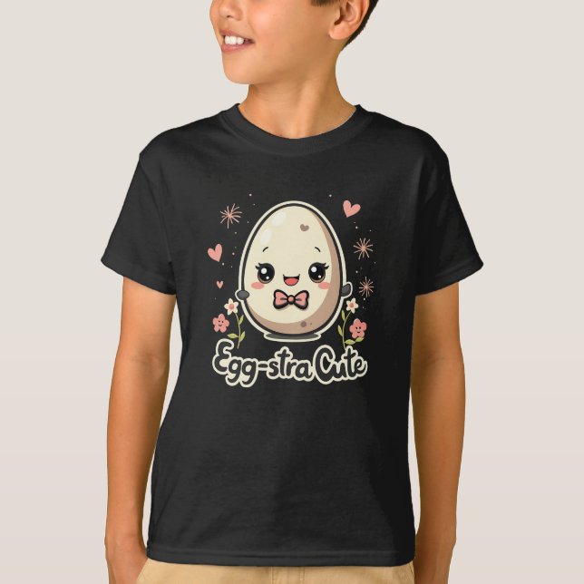 Camiseta Fofo de ovo - Ovo de Páscoa de Kawaii com Arco (Frente)