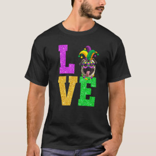 Camiseta Fofo Eu Amo Mardi Gras Pug Cachorro Cachorrinho