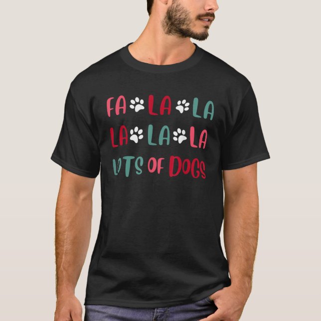 Camiseta Fofo Fa la la Muitos Cães Natal Amor Cães Natal (Frente)