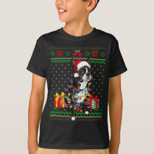 Camiseta Fofo feio Luz de Natal Boston Terrier Dog L