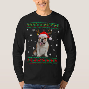 Camiseta Fofo feio Natal Inglês Bulldog Papais noeis R
