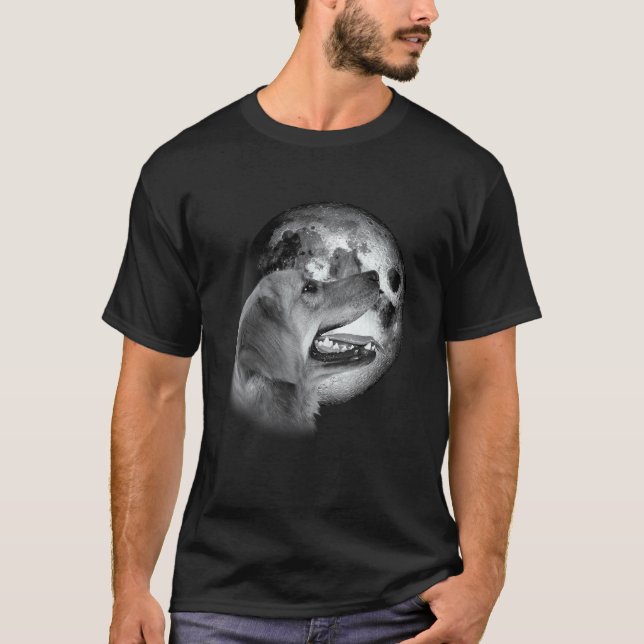 Camiseta fofo Golden Retriever com Moon Dog (Frente)