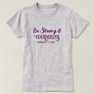 Camiseta Fofo Roxo Forte e Corajoso Simples Cinza