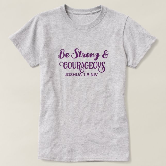 Camiseta Fofo Roxo Forte e Corajoso Simples Cinza (Frente do Design)