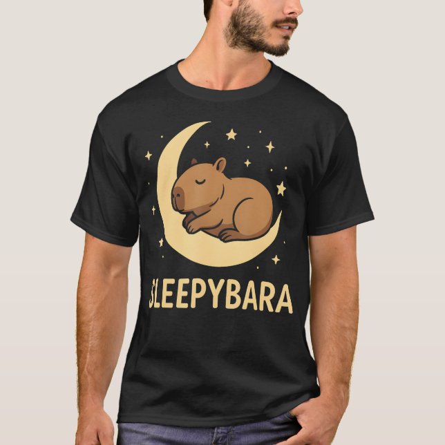 Camiseta Fofo Sleepybara Capivara Engraçado Dormindo Em (Frente)