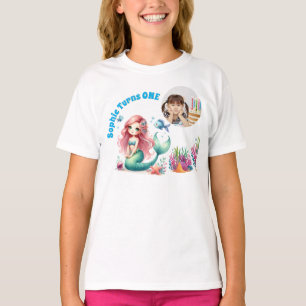 Camiseta Fofo sob o mar Foto da Sereia Crianças de Aniversá