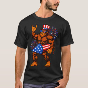 Camiseta fogão de explosão da bandeira americana do pé-gran