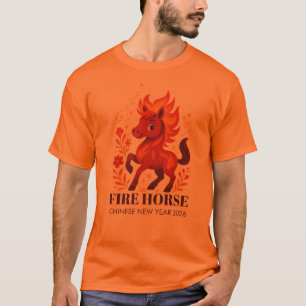 Camiseta Fogo Cavalo Chinês Ano Novo 2026