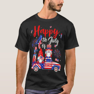 Camiseta Fogo De Bandeira Dos EUA Três Gnomos 4 De Julho In
