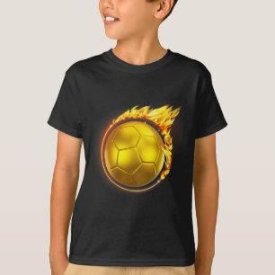 Camiseta Fogo de Futebol Dourado Byll Chamas Chamas Voadora