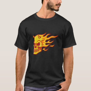 Camiseta Fogo Demônio Cabeças Crânio Grunge Punk Metal