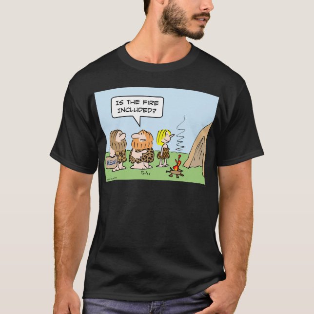 Camiseta fogo do realty do homem das cavernas incluído (Frente)