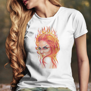 Camiseta Fogo Fantasia Surreal Retrato de arte