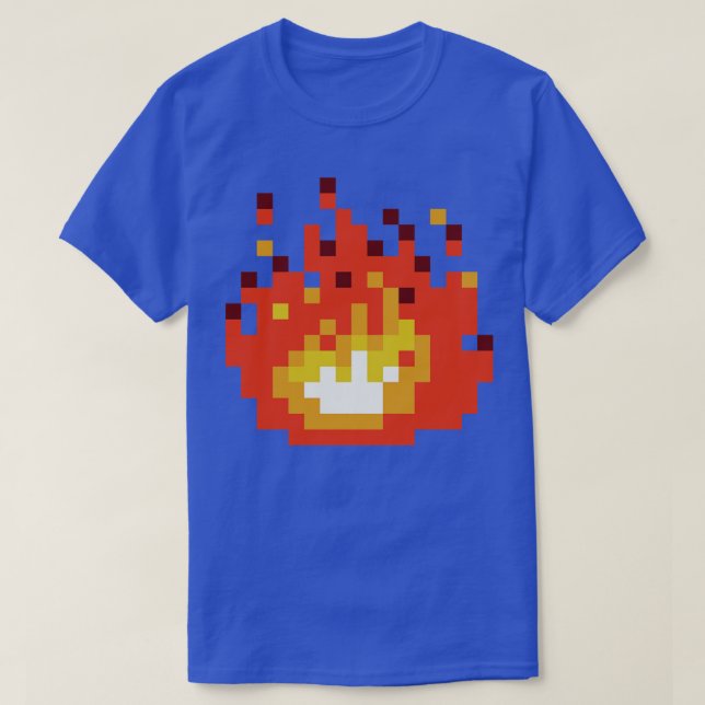Camiseta Fogo Laranja de 8 bits (Frente do Design)