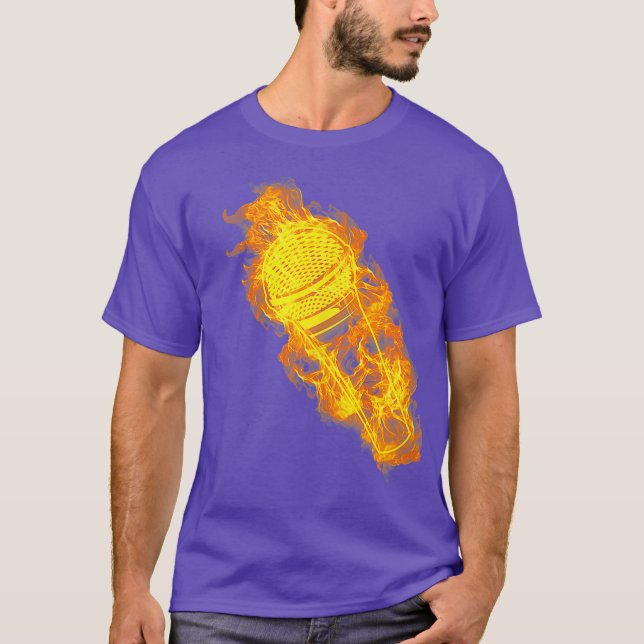 Camiseta Fogo Microfone Chamas Podcast Música (Frente)