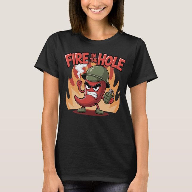 Camiseta Fogo no Buraco Picy Pepper Engraçado Comida (Frente)