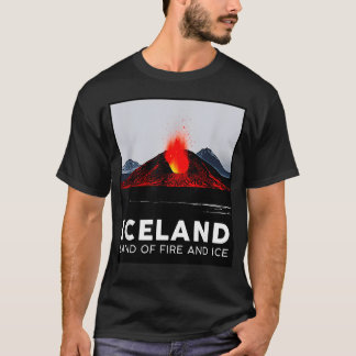 Camiseta Fogo no Vulcão da Islândia Caminhada ao Ar Livre A
