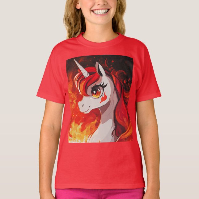 Camiseta Fogo Unicorn Fechar (Frente)